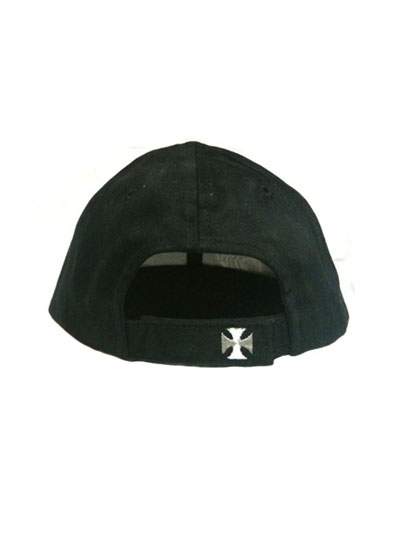 Back of Iron Cross Hat with small iron cross on strap
